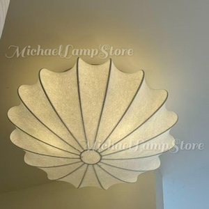 Silk Shell Flush Mount Ceiling Light, Japandi Minimalist Fabric Fixture