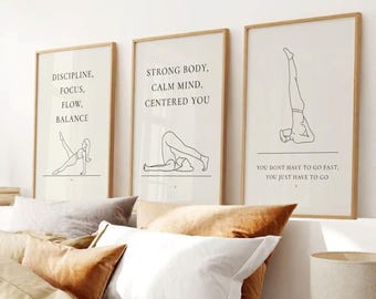 6er-Set Pilates-Drucke, minimalistisches Studiodekor, moderne Linie Kunst (digitaler Download)