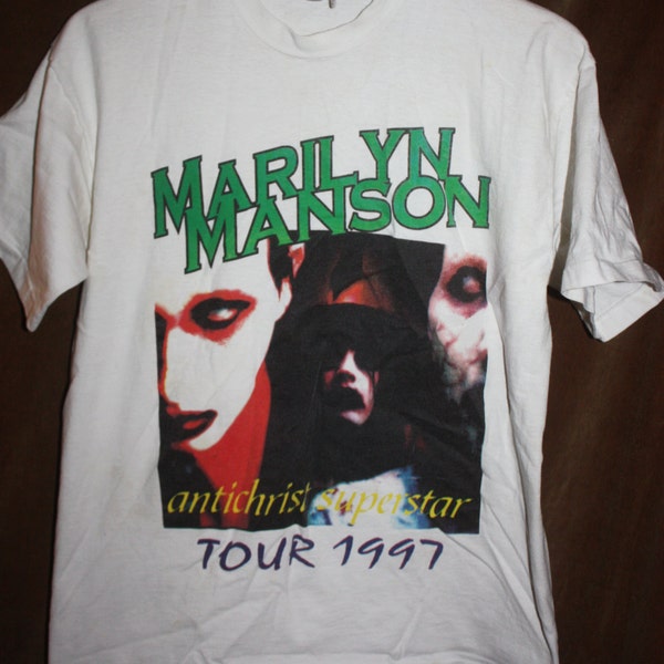 Marilyn Manson Rare Antichrist Superstar Tour Shirt 1997 White Goth Metal Glam Rock L7
