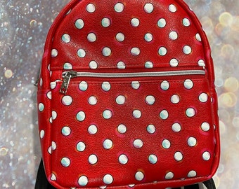 Minnie dots mini backpack. Mouse dots backpack. Red dots backpack. Polka dots bag. Walt and Mickey bag