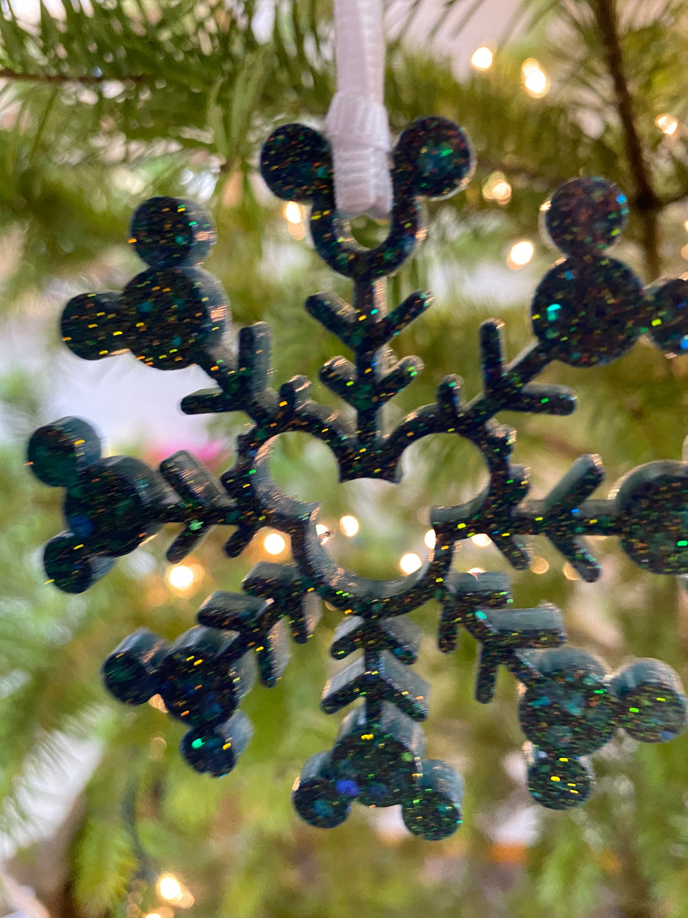 Mickey ornament. Disney ornament. Snowflake ornament. Hidden Etsy