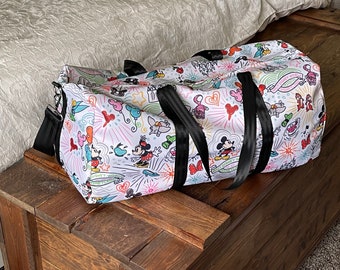 D&B duffel bag. Large duffel bag. Custom handmade duffel. Mouse castle duffle.