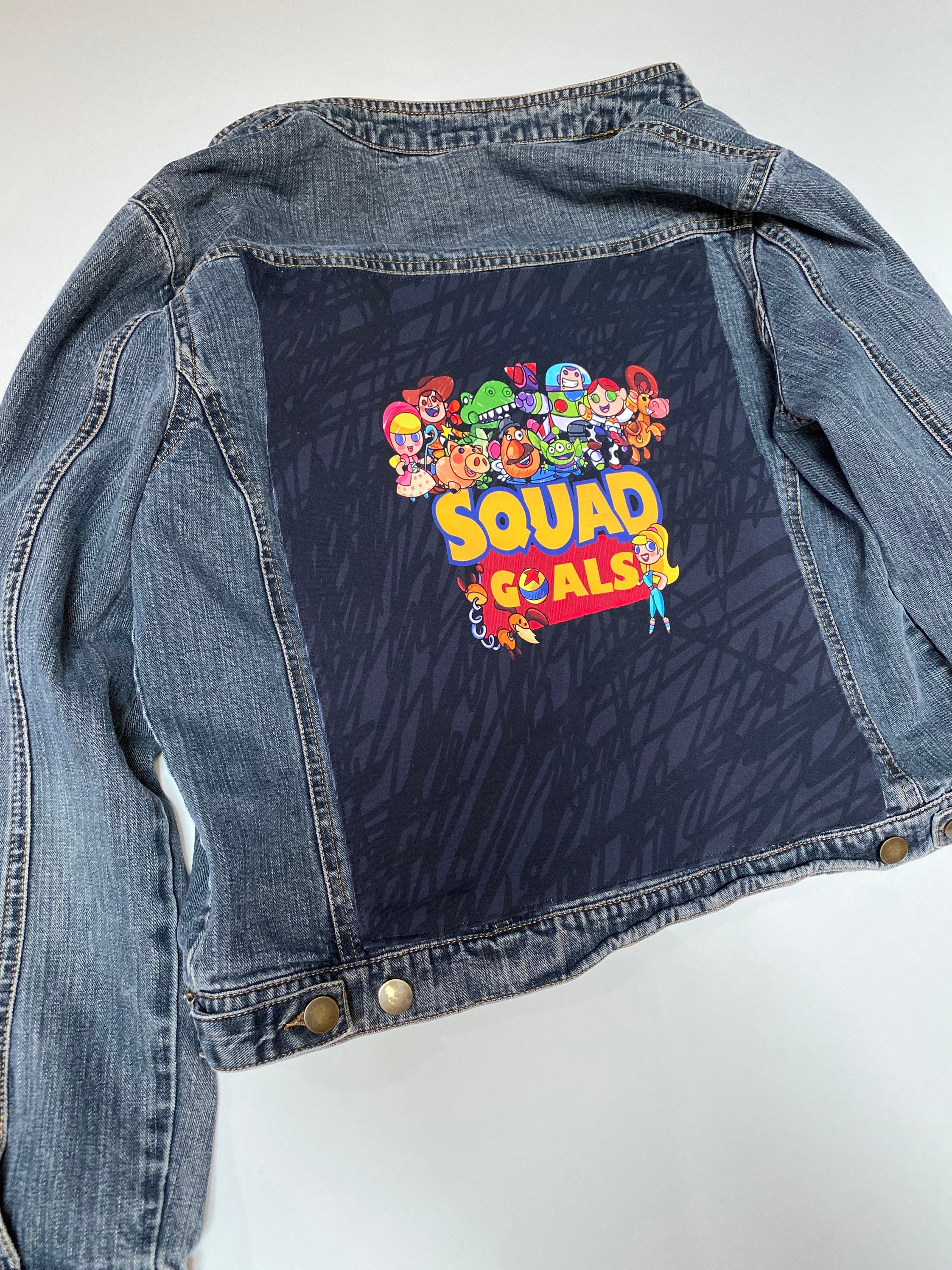 Womens Disney denim jean jacket with toy story squad goals Etsy