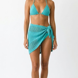 Crochet Bikini Pattern,Crochet Sarong Pattern Set,Crochet Swimwear Tutorial PDF, Summer Bikini Top Cover Up Pattern,Digital Download English