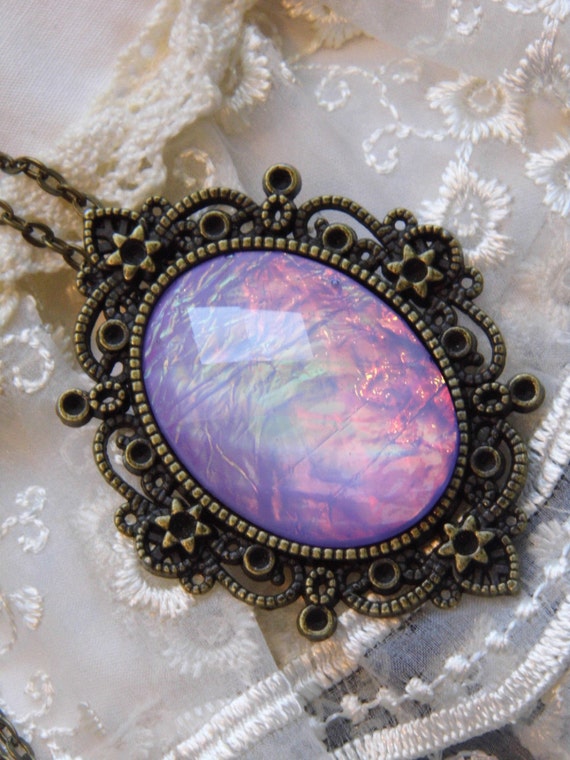 Lavender Purple Moonstone Fire Opal OOAK Victorian Princess