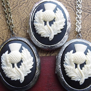 Scottish Thistle Locket Georgian Victorian Cameo Ladies art designer Necklace Pendant