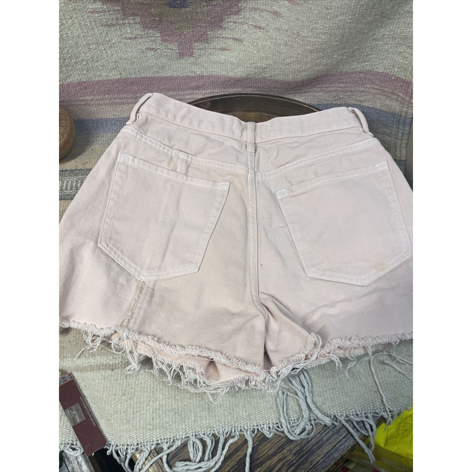 Pacsun Pink Panel Ultra High Waisted Vintage Denim Button Fly Shorts 26 Festival Etsy UK