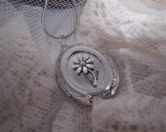 Silver Memorial Sunflower  locket Urn Spirit Necklace - Keepsake for loved ones - Good luck- Change life
