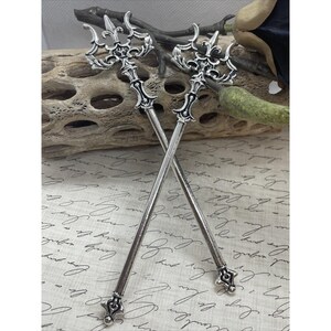 Silver Viking Celtic Sword Hair Stick Ornate Medieval Hair Accessory Handcrafted Twisted Iron Hair Stick – Viking-style Medieval  main image 3