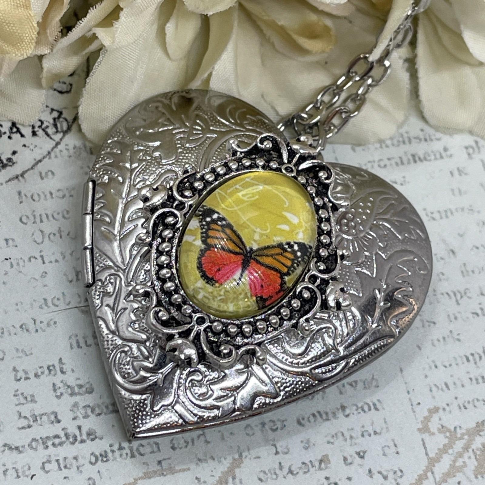 Pendentif Cœur Papillon Vintage émaillé Rouge - Volmer Bahner | Sterling Silver | Danemark