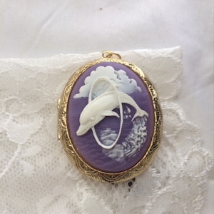 Sailor PURPLE   Dolphin Porpoise Mermaid Locket nautical Steampunk Goth
