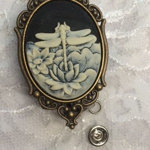 FANCY bronce insignia carrete retráctil ID Titular gafas tarjeta clave profesor médico enfermera libélula negro dragón mosca