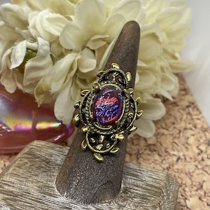 Valentine’s Day Renaissance Medieval gold Ring Mexican Fire Opal Dragons breath Viking Victorian  Ring Jewelry