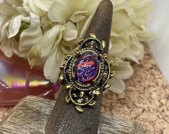 Valentine’s Day Renaissance Medieval gold Ring Mexican Fire Opal Dragons breath Viking Victorian  Ring Jewelry