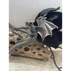 Norse silver Dragon Elven Hair Stick Viking Pin Bun Clip Gothic Crow Hair Pin birthday gift anniversary wedding party