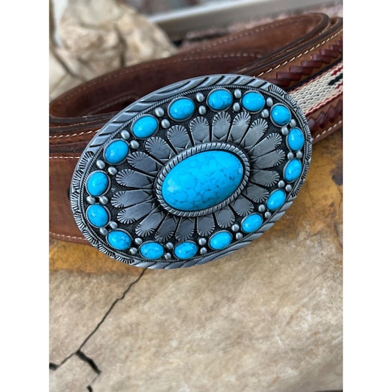 Turquoise Concho Cowboy WESTERN SILVER BELT Adjustable  display picture 1