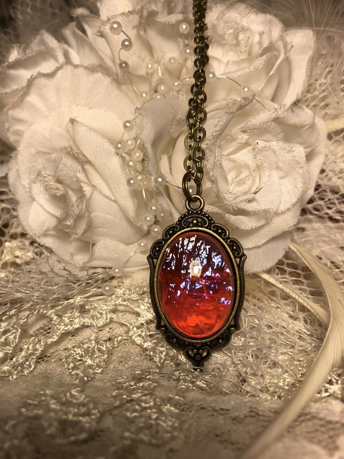 Large Mexican Fire Opal Dragons Breath BRONZE Necklace Great - Etsy