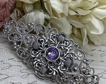 Festival Distel Paarse Schotse Ierse Kam Haarspeld Haarspeld Haarclip Zilver Bruiloft feest sieraden haarsieraden