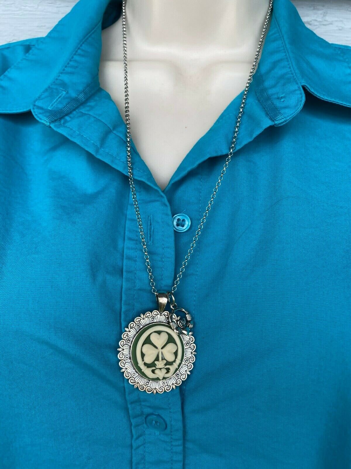 Collana Trifoglio Celtico E Nodo Della Trinità In Acciaio Inox - Gioiello Portafortuna Irlandese Per Donna - 3