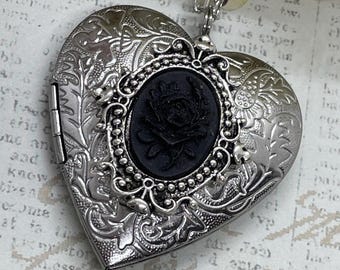 本物の 925 スターリング シルバー 17 mm ハート オニキスとマーカ