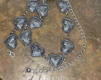 Heart Chain Link Belt: Adjustable Silver Waist Chain - Etsy display picture 2