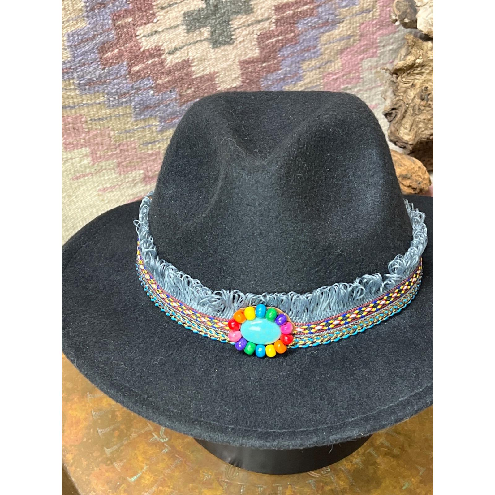 Hatband VintageElegant Black Hat Band with Silver and Colorful Accents Distinctive Gray-black, Hat Band, Horsehair Hat Band, Cowboy  main image 3