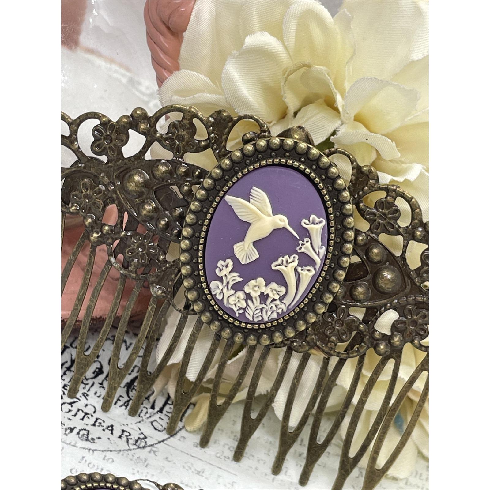 Peigne Bronze Avec Camée Squelette - Pierre Noire Facettée - Style Gothique - Neuf Avec étiquettes