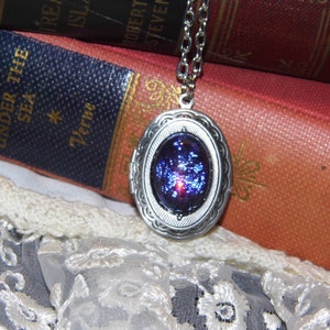 Mexican Glass Fire Opal glass art Mythical Heirloom Locket Necklace