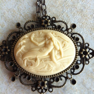 Kawaii Mermaid Nautical Sea cameo Wedding Cameo Necklace Pendant Vintage Victorian Style Cameo Scarf Purse Charm