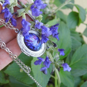 Mexican Glass Fire Opal glass art Mythical Heirloom Locket Necklace