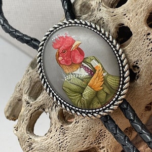 WINE Hahn Tux Western Leder Bolo Tie Lariat Halskette Hochzeitsgeschenk Groomsmen Hühnerfarm Steampunk Geek