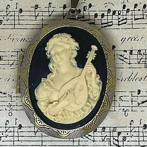 Mandoline Victoriaanse Lady Locket Cameo Ketting Hanger Victoriaanse sieraden
