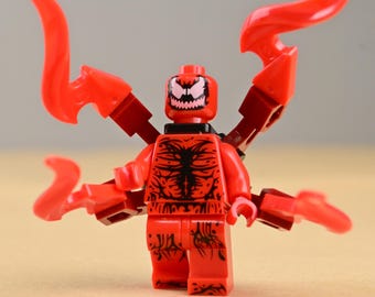 Minifigura de Carnage con feroces garras traseras móviles, juguete compatible con Marvel Anti-Hero, genial adorno para pastel, regalo para hijo o fans de los superhéroes.