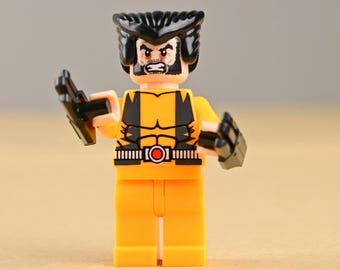 Minifigura de Wolverine, mutante con garras de adamantium, traje amarillo y azul, juguete de guerrero de los X-Men, regalo de cumpleaños genial para hermano o hombre.