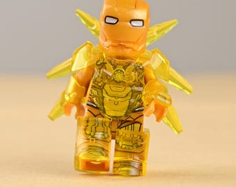 Minifigura MK21 Midas con armadura transparente y alas - Figura de acción compatible con Golden Mech Warrior, un regalo de cumpleaños genial para hijo o nieto.