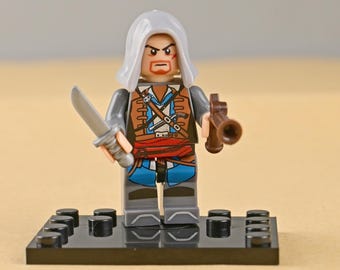 Minifigura de Edward Kenway de Assassin's Creed Black Flag, Capitán Pirata Rogue, Regalo de Navidad para el novio o hijo.