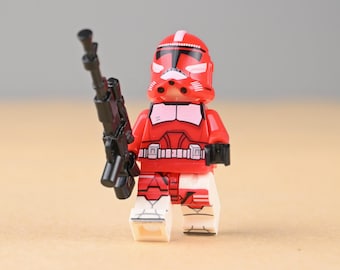 Commander Fox Minifigure Coruscant Guard Leader Palpatines Elite Enforcer, Crimson Red Armor, Unique Birthday Gift for Son or Men