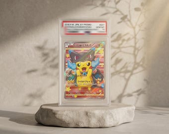 2016 Jpn XY Promo Poncho Wearing Pikachu Mega Charizard X 207 PROXY Card Slab PSA 10 Replica