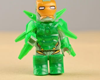 Minifigura de HammerHead con armadura transparente – Figura compatible con bloques de construcción Brick
