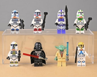 Pack de 8 minifiguras de Star Wars: Darth Vader, Yoda y comandantes clon. Colección completa de juguetes de construcción. Regalo ideal para él o para coleccionistas.