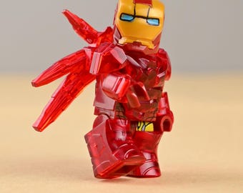 Minifigura con alas de armadura transparente – Juguete de ladrillo Nano Warrior, decoración de escritorio coleccionable
