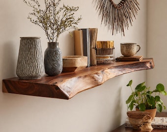 Floating shelves, walnut shelves, custom wood shelves, Live Edge shelves,Shelves with Bracket, reclaimed wood shelves, rustic shelves