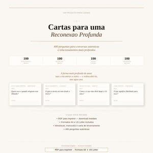 Cartas para uma Reconexao Profunda — 400 Perguntas para Casais | PDF A4 en US Letter