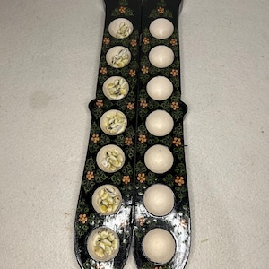 Vintage Decorative Mancala-Style Board Game Set – Hand-Painted Wooden Folding Game