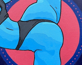 Original acrylic painting on 8x10 canvas panel yoga dancer butt