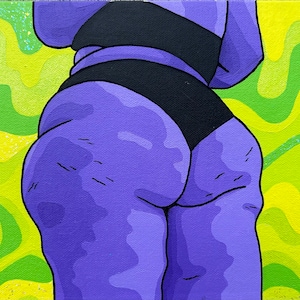 Original acrylic painting 8x10 canvas panel plus size body positive butt in purple
