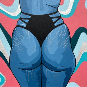 Original acrylic painting 9x12 canvas panel butt art