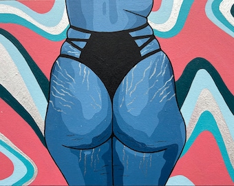 Original acrylic painting 9x12 canvas panel butt art