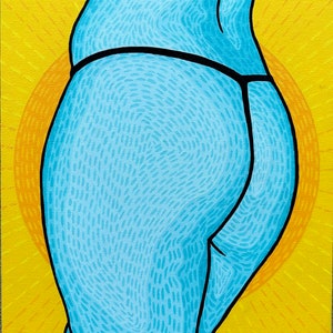 Original acrylic painting on 8x10 canvas panel curvy thong butt
