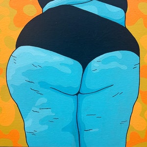 original acrylic painting on 11x14 canvas panel featuring BBW booty butt